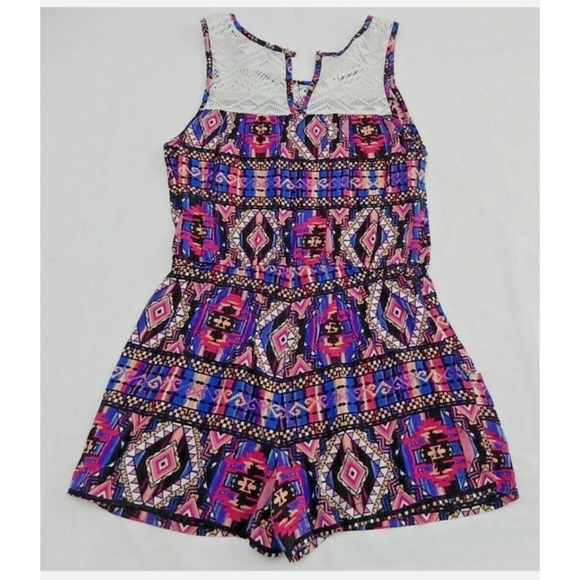 2 Hip By Wrapper Girl Tank Romper Sz 8 Sleeveless One Piece Elastic Waist - Picture 4 of 4